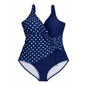 Bloomchic 26 Navy Polka Dot One Shoulder Tummy Control Swimsuit NWT